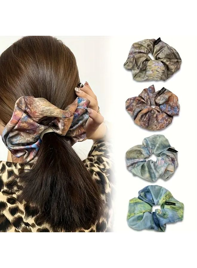 ضوء القهوة مونيه مستوحاة من لوحة زيتية أربطة الشعر تصميم المناظر الطبيعية الفنية عصابات الشعر للنساء - Image 2